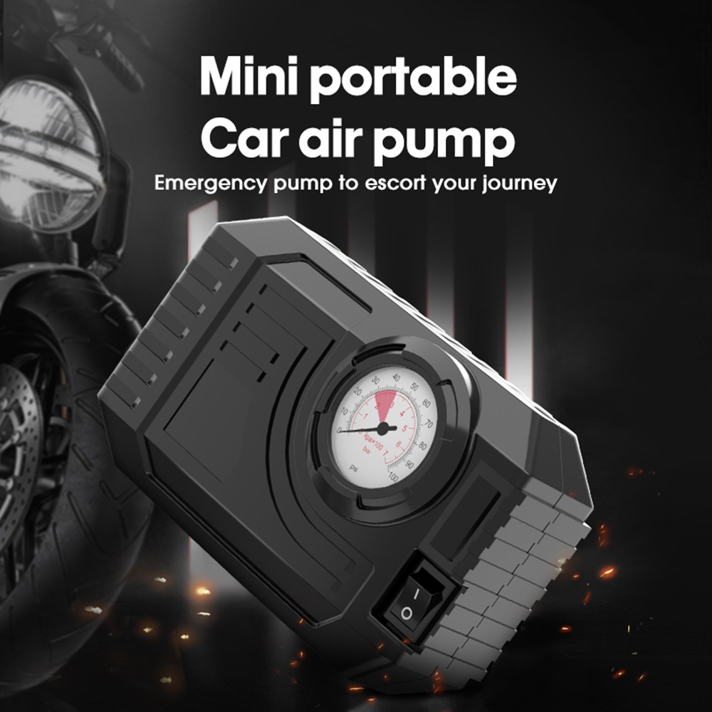 Mini Portable Car Air Compressor — Analog Tire Pressure Gauge & Car Tire Inflator Pump