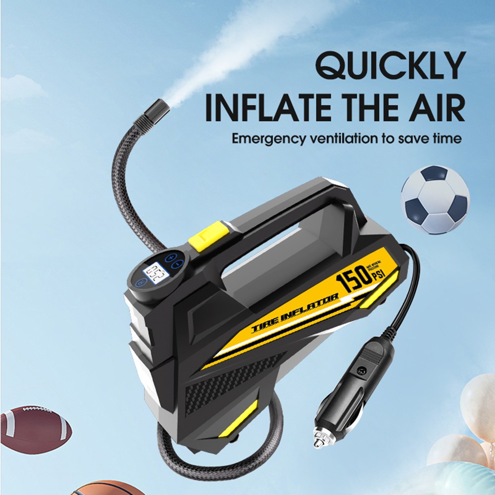 150 PSI High-Power Digital Car Tire Inflator — Portable Handheld Air Pump