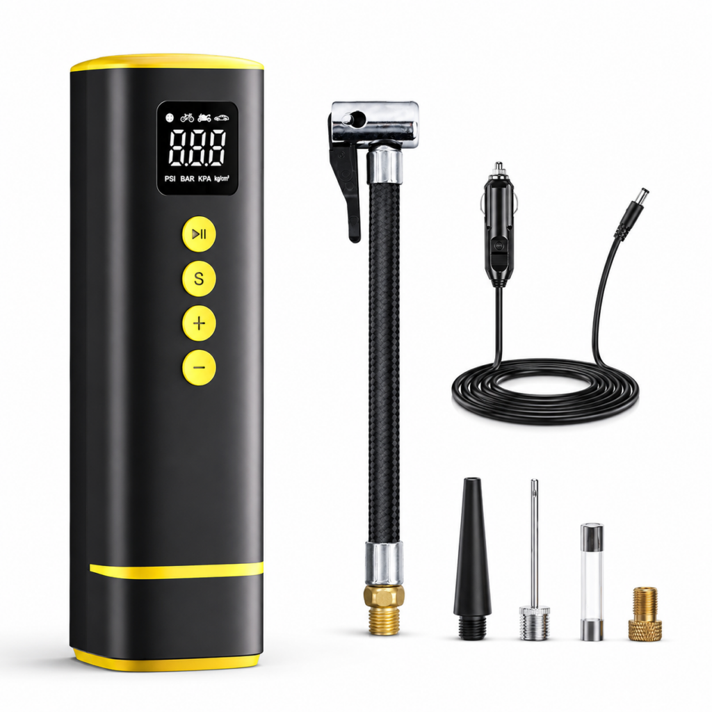 T2197 Wired Digital Display Car Tire Inflator — 12V High-Power Automotive Air Pump