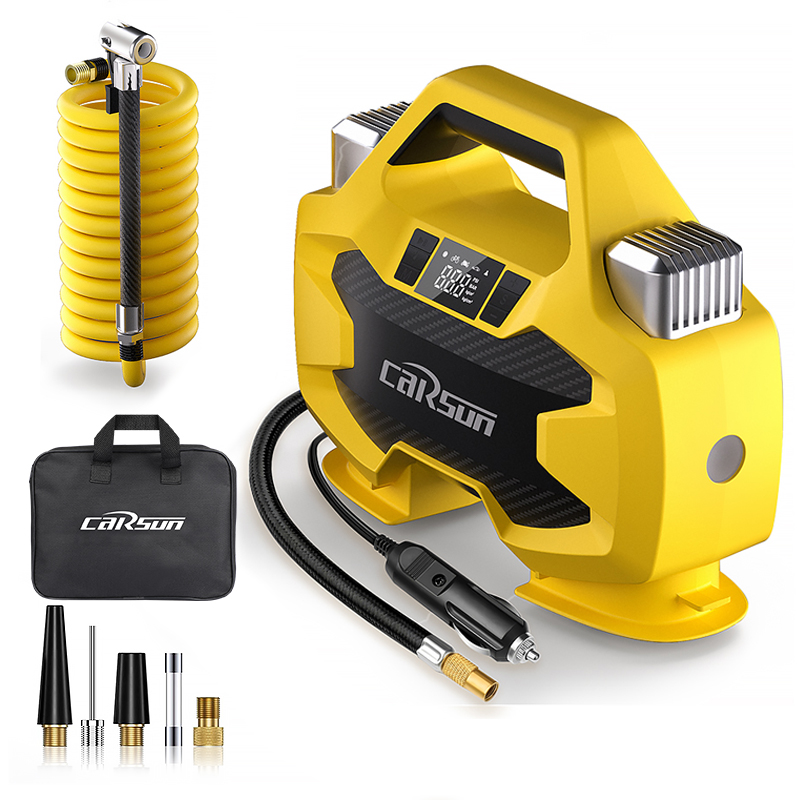 CARSUN High-Power Dual-Cylinder Wired Digital Air Compressor — Car Tire Inflator Pump