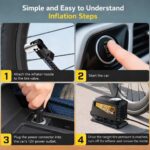 Vehicle-mounted air pump Mini Wired Car Tire Inflator with Mechanical Pointer Gauge, 12V Portable Vehicle Air Compressor Powered by Cigarette Lighter