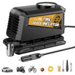 Vehicle-mounted air pump Mini Wired Car Tire Inflator with Mechanical Pointer Gauge, 12V Portable Vehicle Air Compressor Powered by Cigarette Lighter