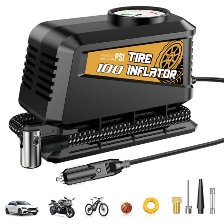 Vehicle-mounted air pump Mini Wired Car Tire Inflator with Mechanical Pointer Gauge, 12V Portable Vehicle Air Compressor Powered by Cigarette Lighter