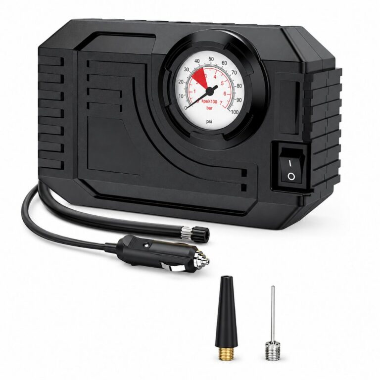 Vehicle-mounted air pump Mini Portable Car Air Compressor — Analog Tire Pressure Gauge & Car Tire Inflator Pump